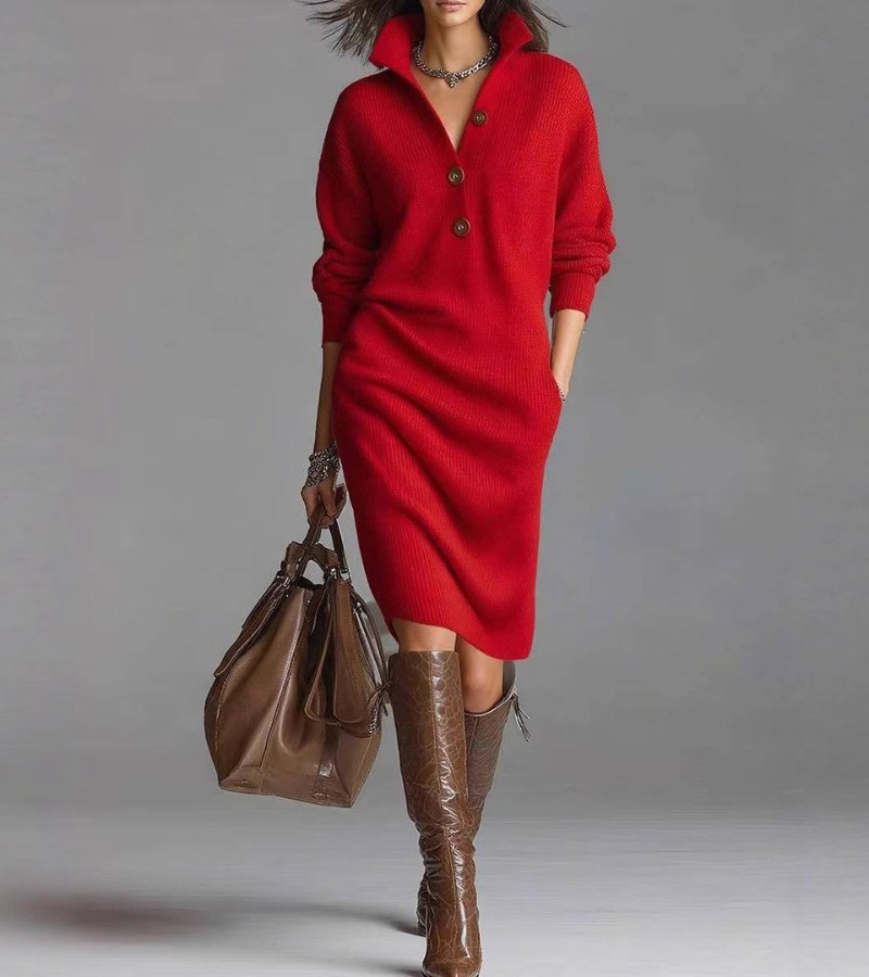Amina Elegant Knit Midi Dress