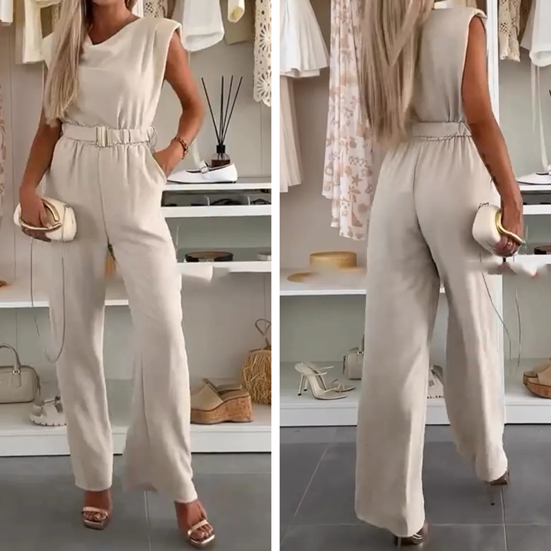 Lyda Belted Sleeveless Jumpsuit