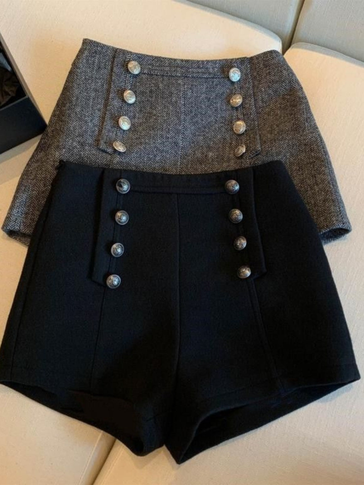 Simone High-Waisted Wool Shorts