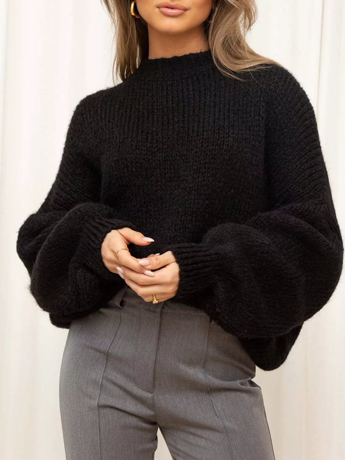 Ronia Drop-Shoulder Crew Sweater