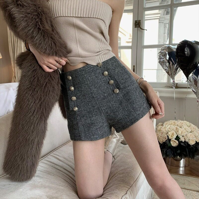 Simone High-Waisted Wool Shorts