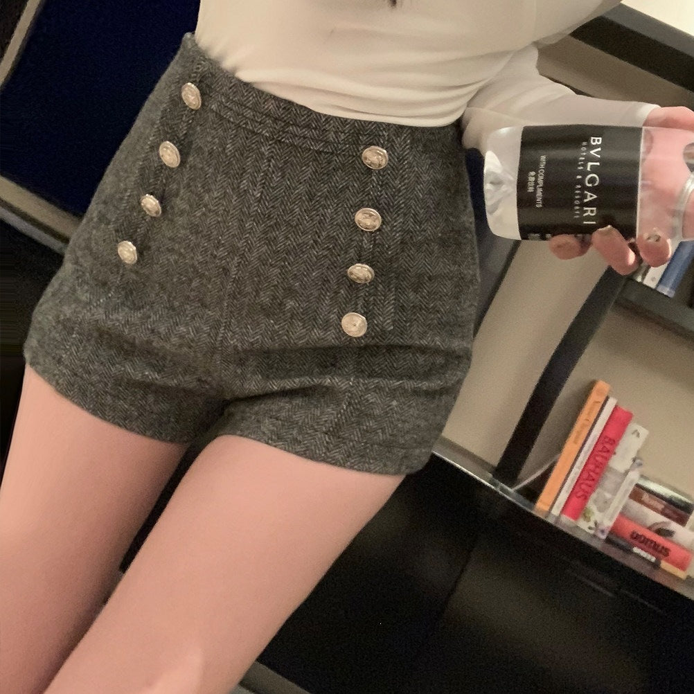 Simone High-Waisted Wool Shorts