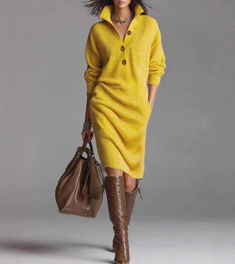 Amina Elegant Knit Midi Dress
