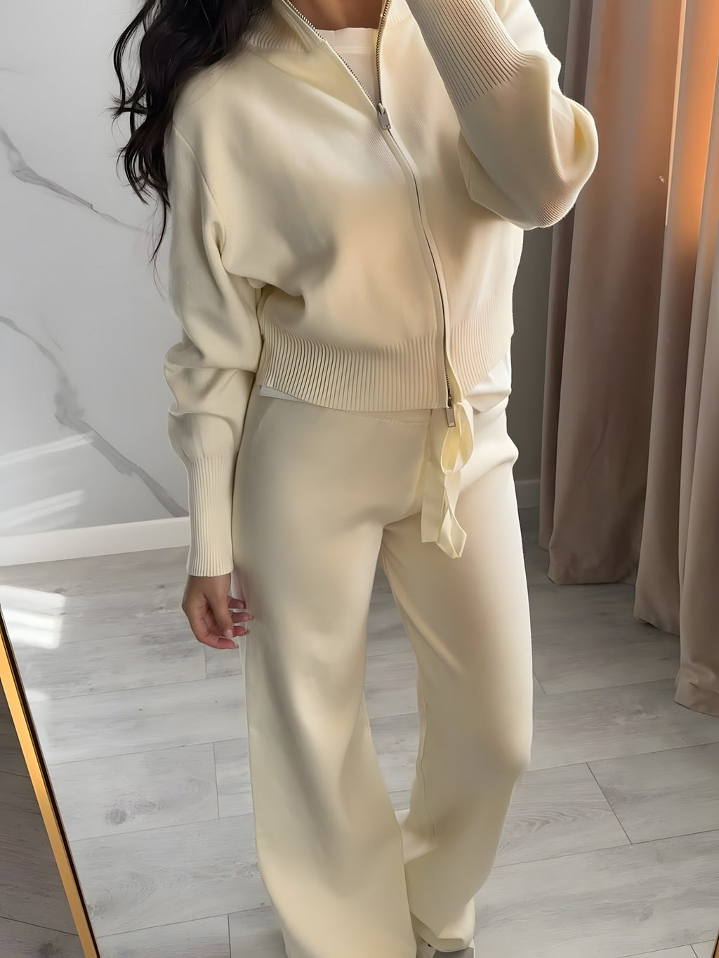 Nia Double-Zip Knit Two-Piece Set
