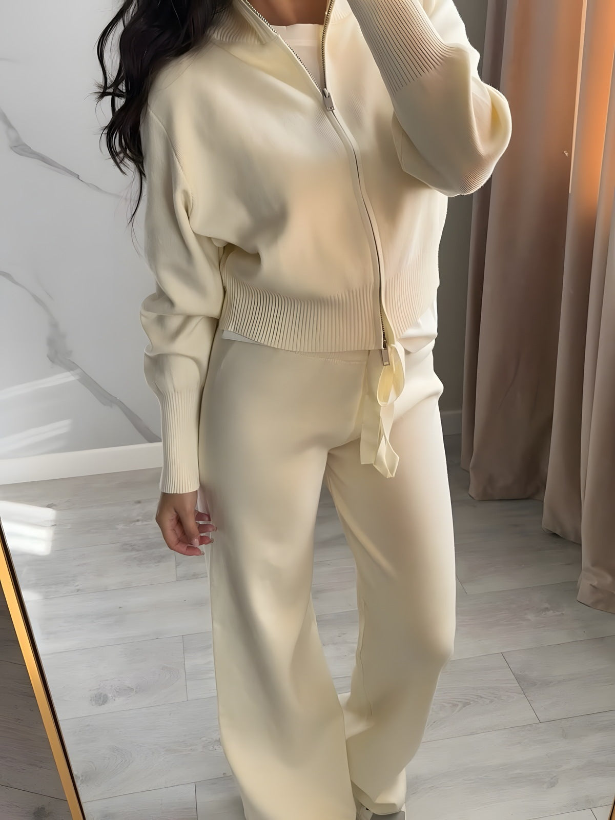 Nia Double-Zip Knit Two-Piece Set
