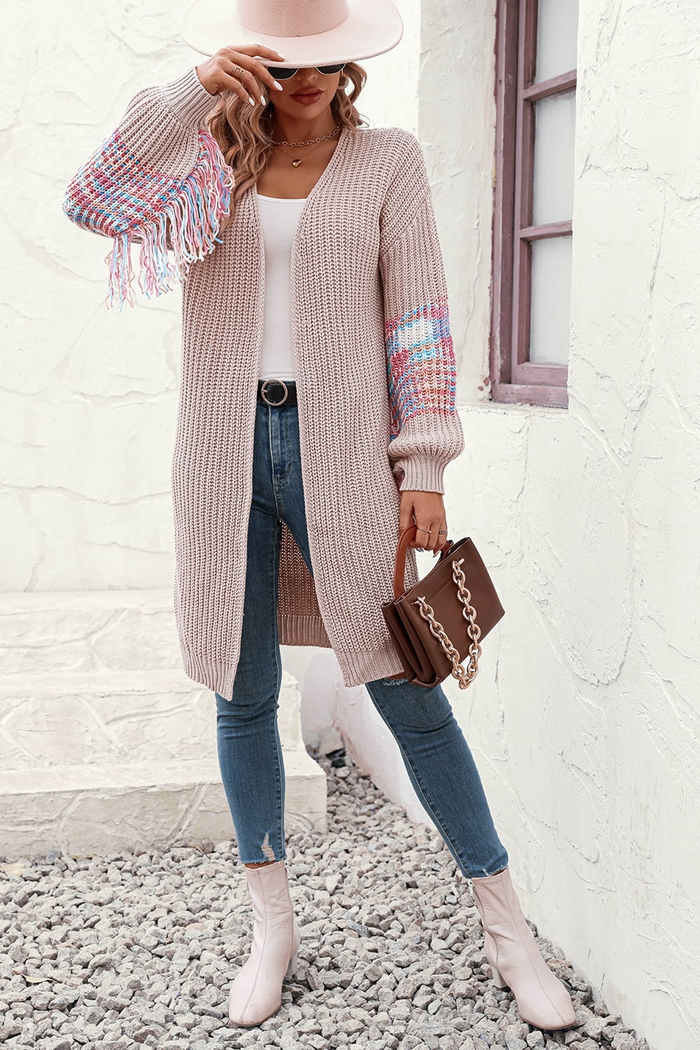 Farley Fringe-Sleeve Cardigan