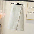 Florence Pearl-Button Tweed Skirt