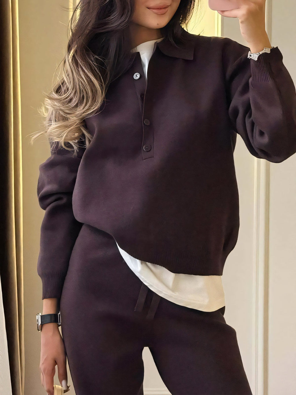 Perla Collared Cotton Trouser Set