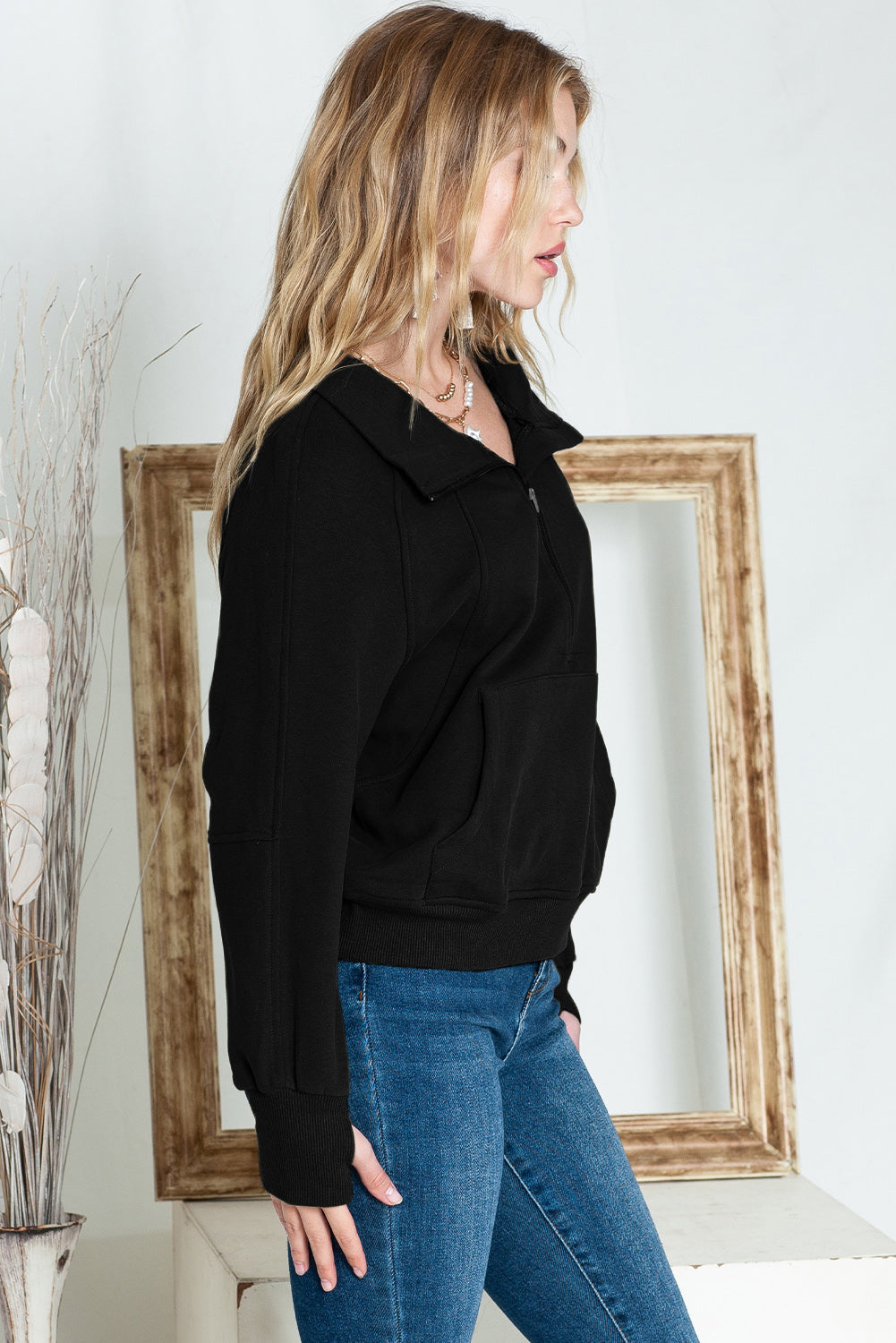 Tamsin Thumb-Hole Zip Sweatshirt