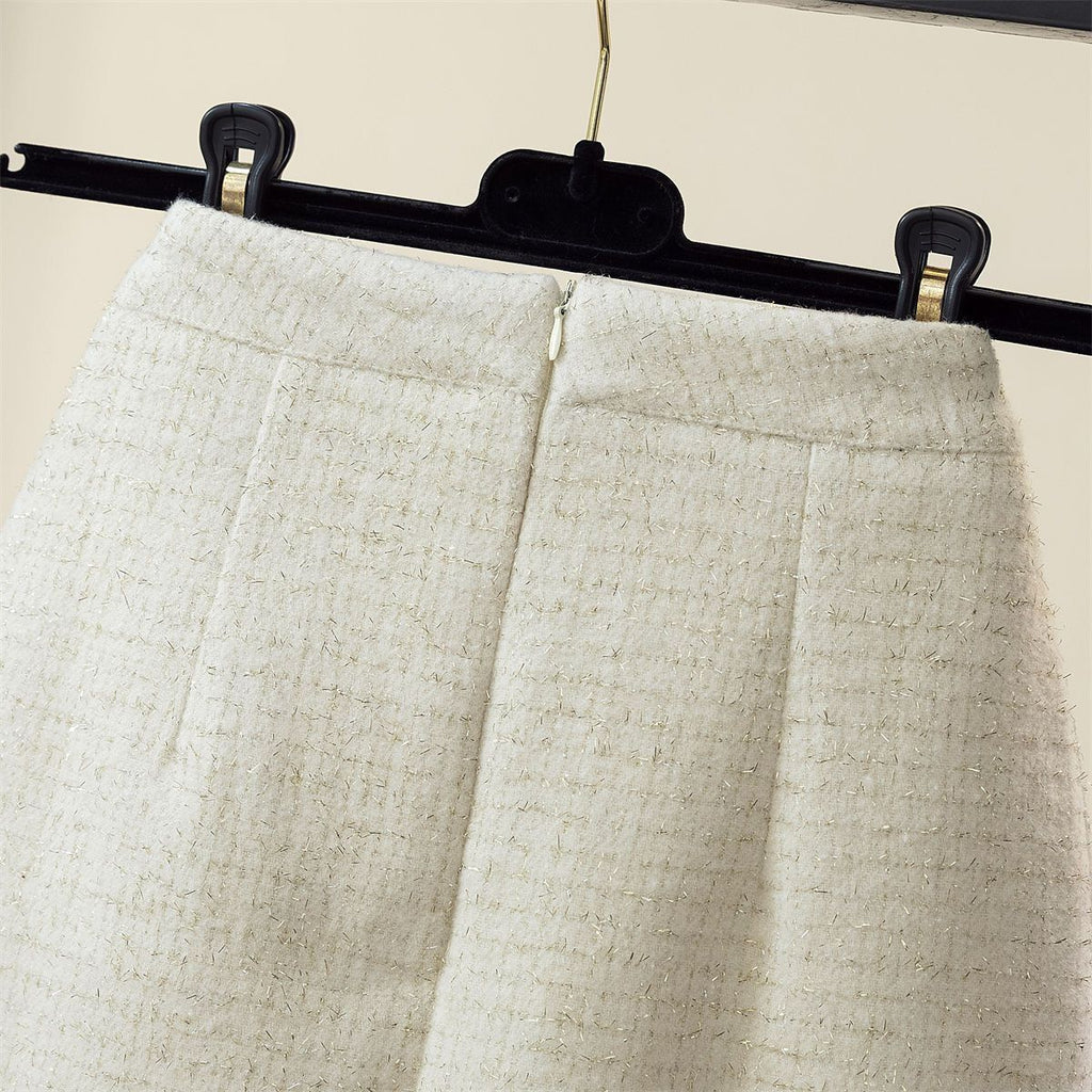 Florence Pearl-Button Tweed Skirt