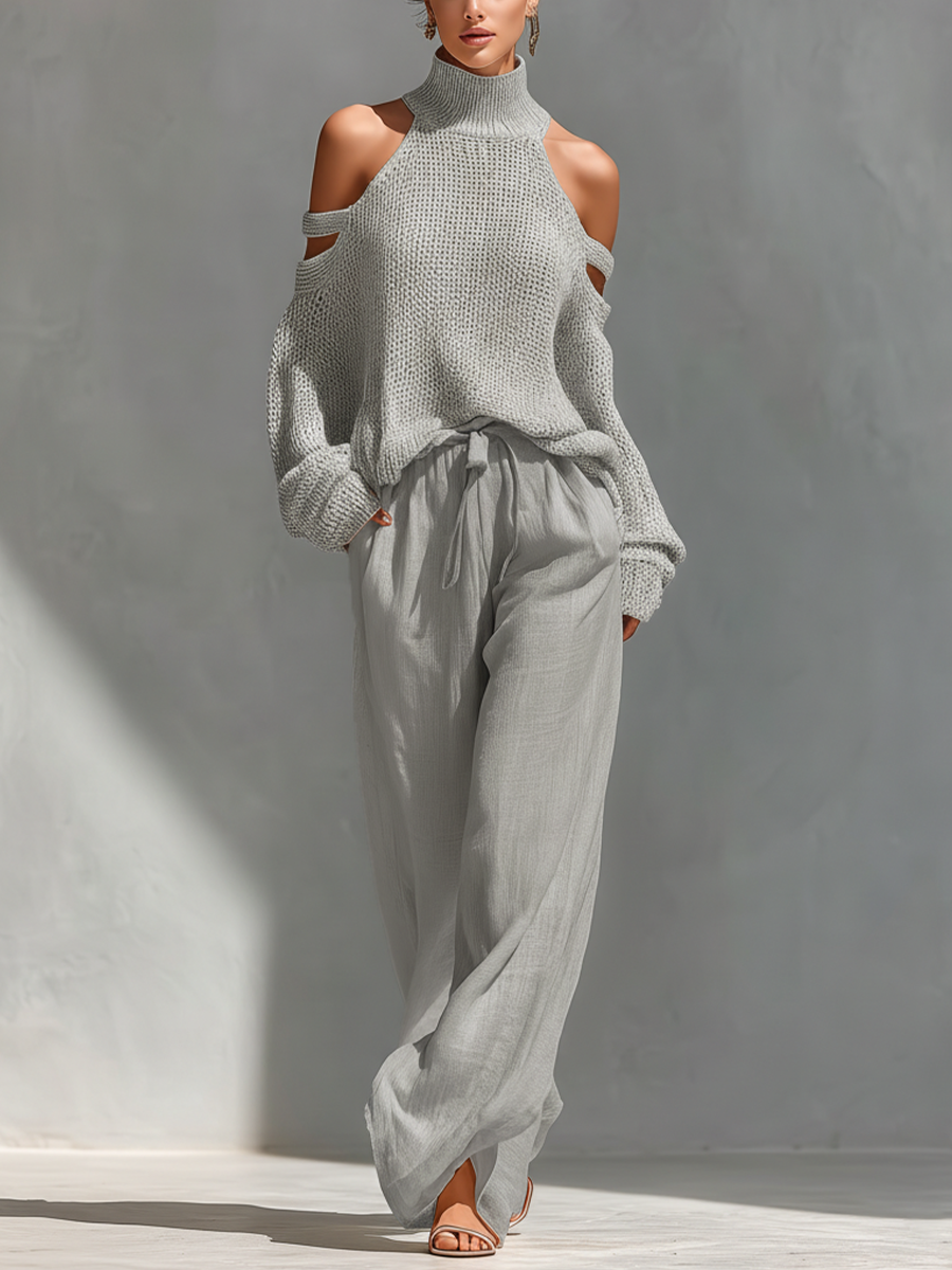 Elyzia Knit Top & Wide-Leg Trouser Set