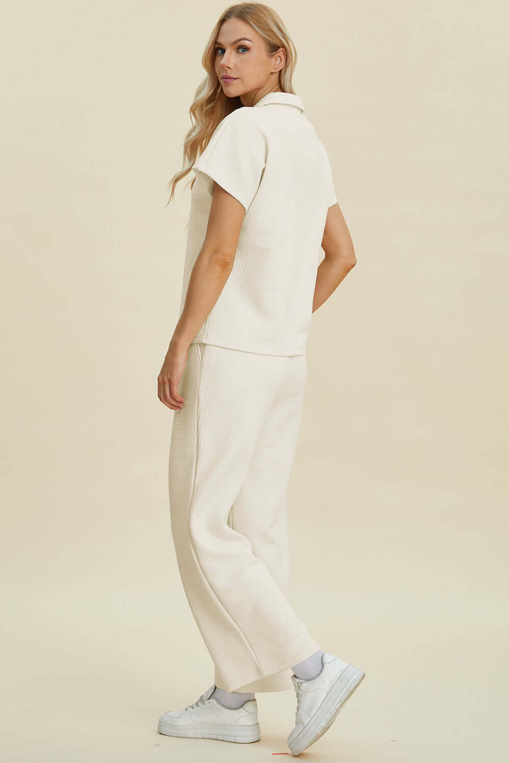 Delia Collared Short-Sleeve Two-Piece Set