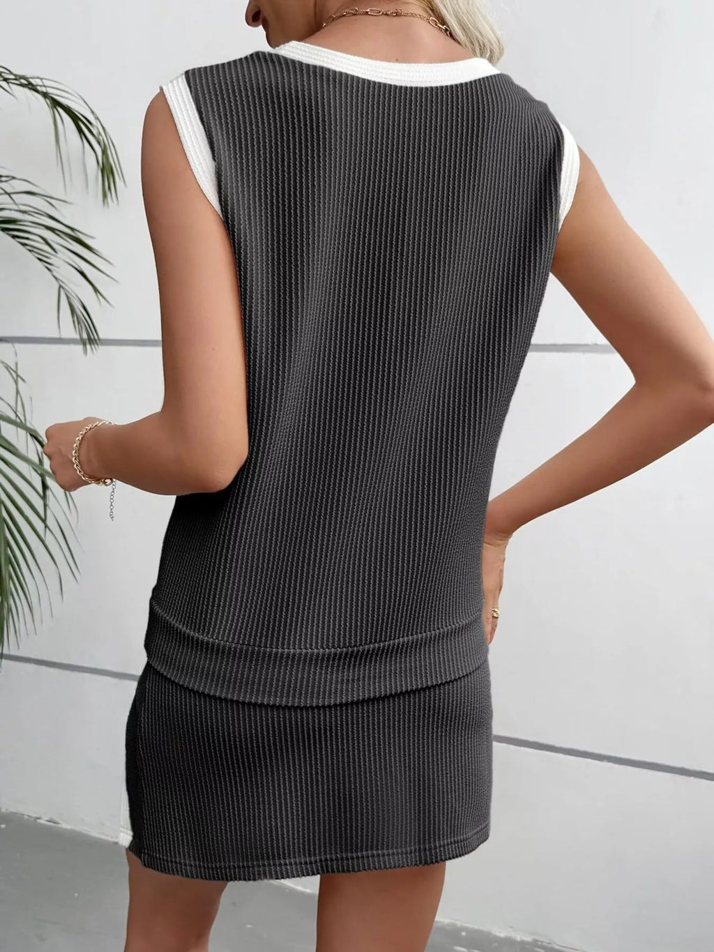 Rina Ribbed-Knit Top & Skort Set