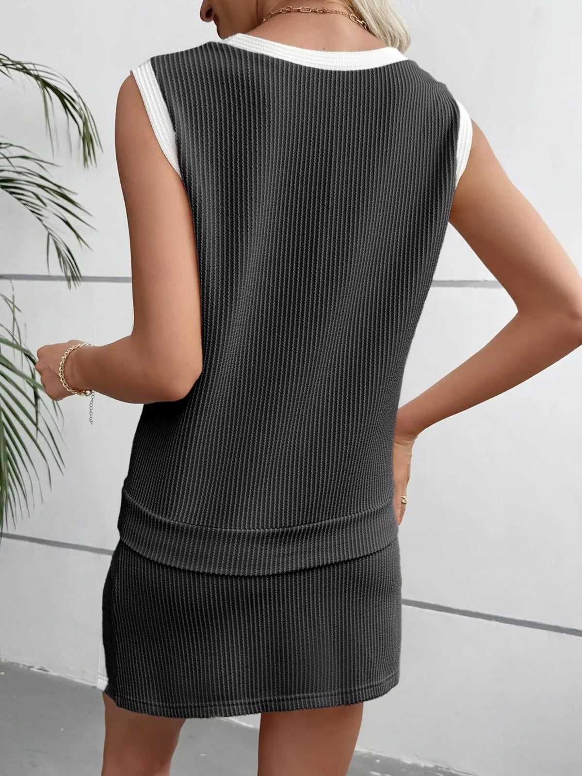Rina Ribbed-Knit Top & Skort Set