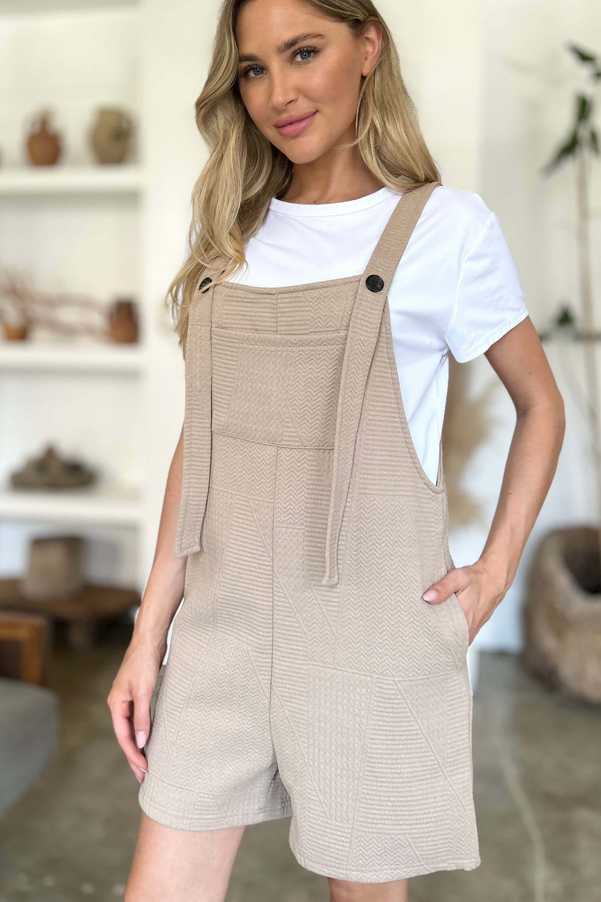 Rowena Textured Sleeveless Romper