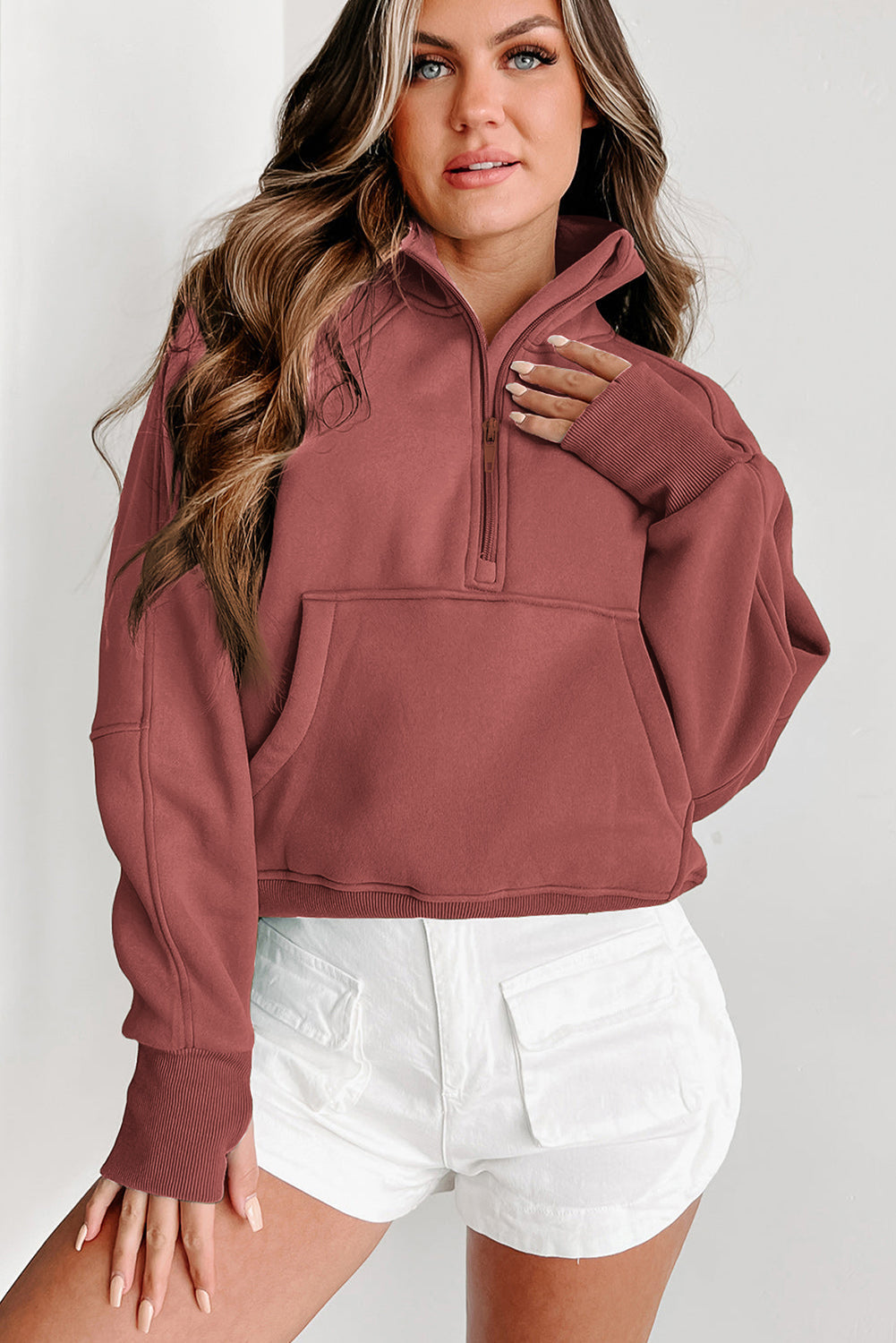 Tamsin Thumb-Hole Zip Sweatshirt