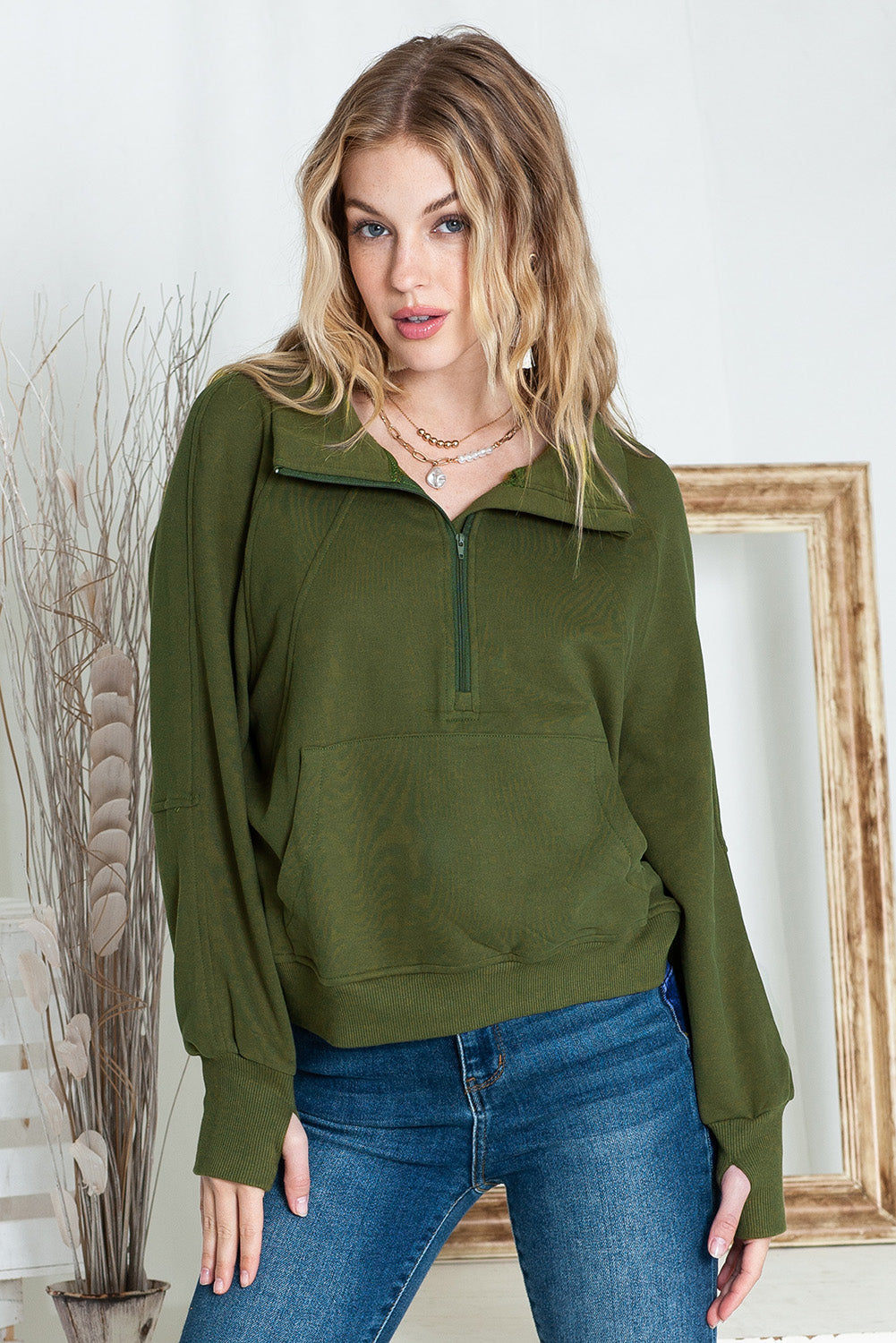 Tamsin Thumb-Hole Zip Sweatshirt