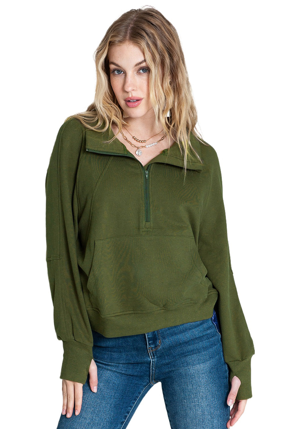Tamsin Thumb-Hole Zip Sweatshirt