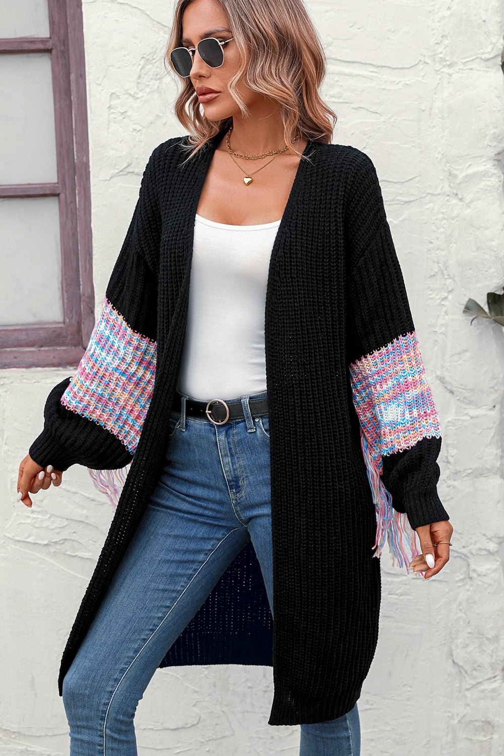 Farley Fringe-Sleeve Cardigan