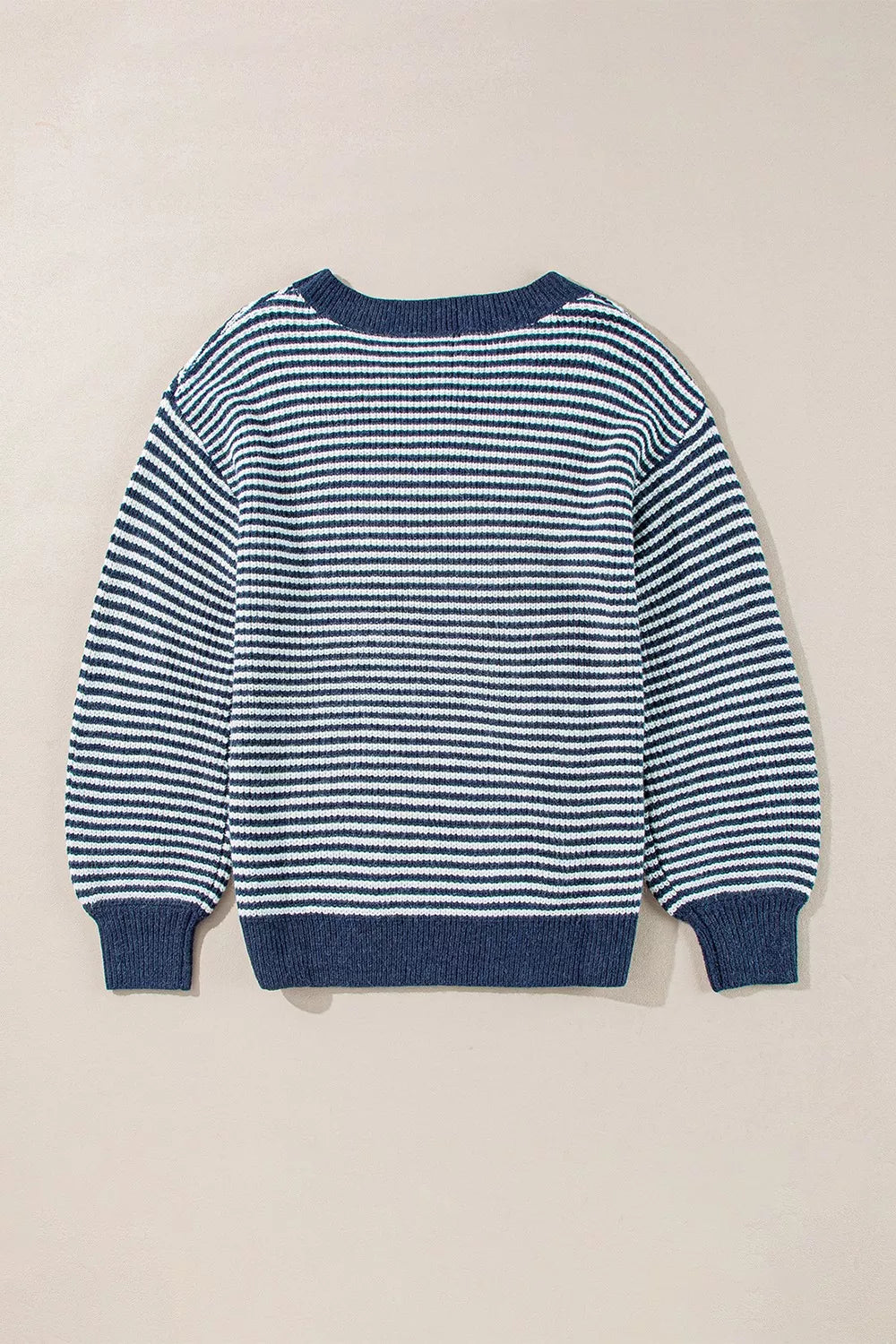 Lorene Striped Lantern-Sleeve Sweater
