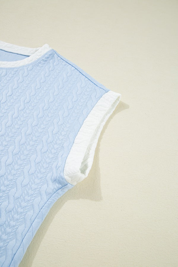 Cleo Contrast-Trim Tee & Skirt Set