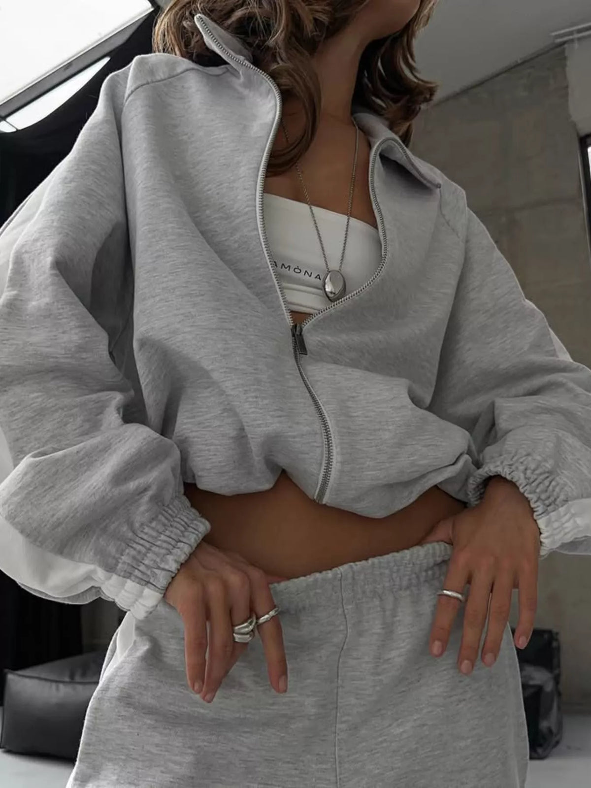 Xara Zip-Front Sport Two-Piece Set
