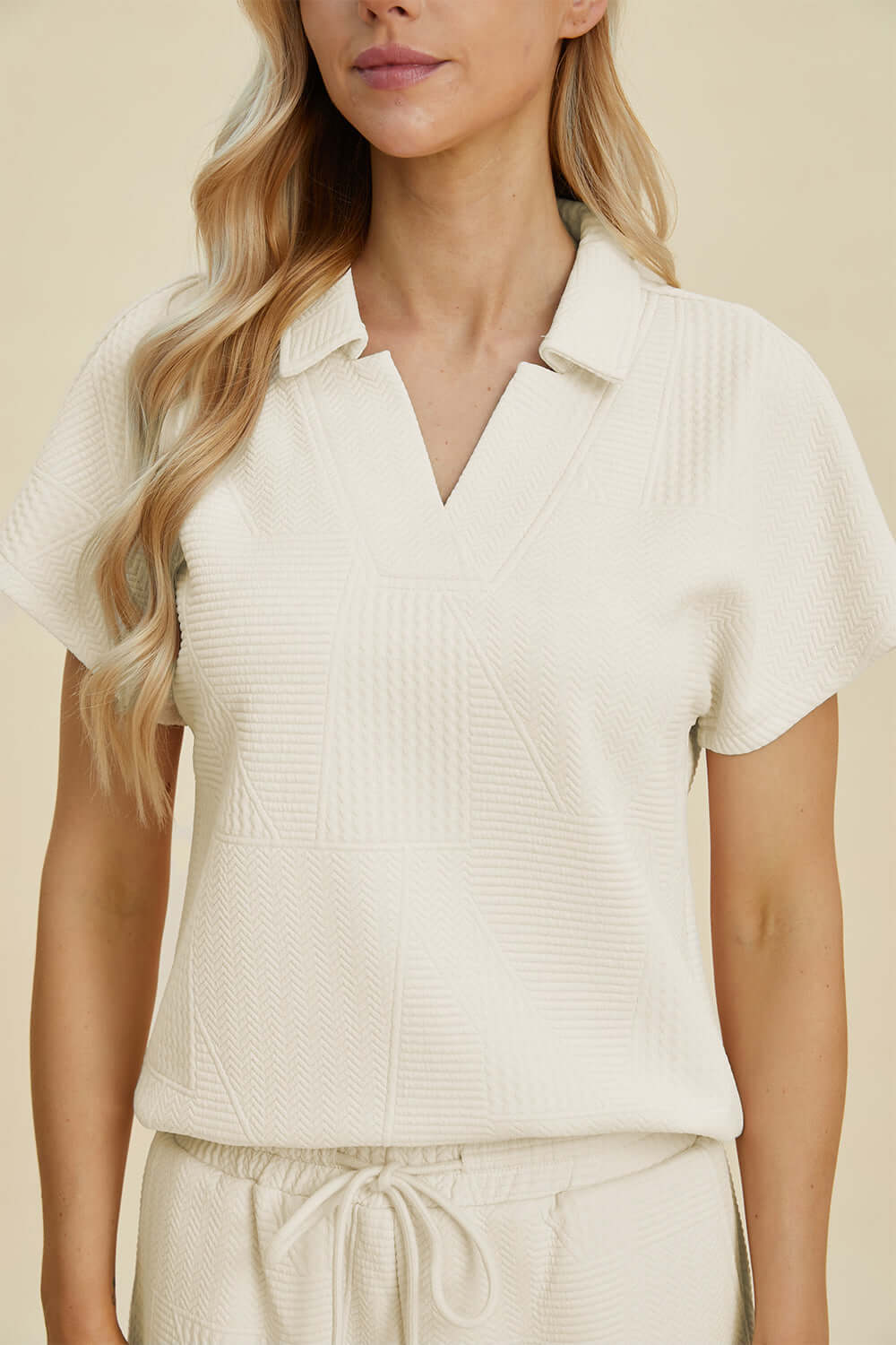 Delia Collared Short-Sleeve Two-Piece Set