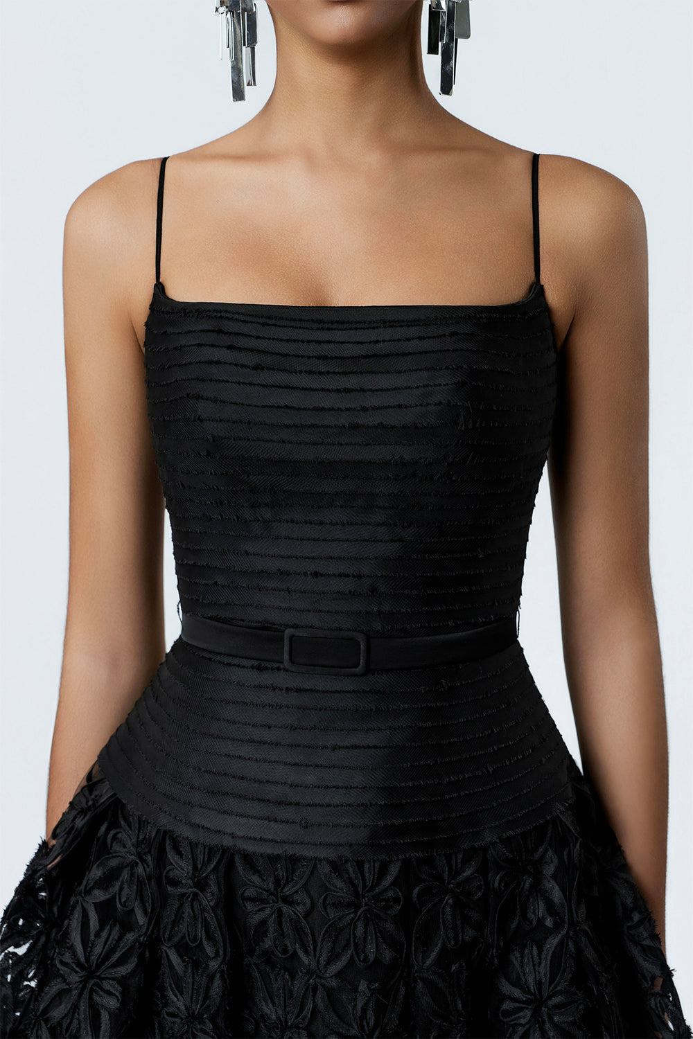 Adaline Black A-Line Midi Dress