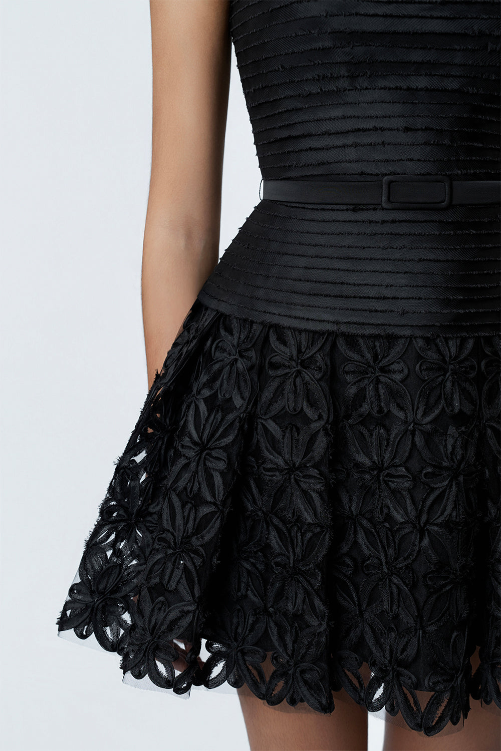 Adaline Black A-Line Midi Dress