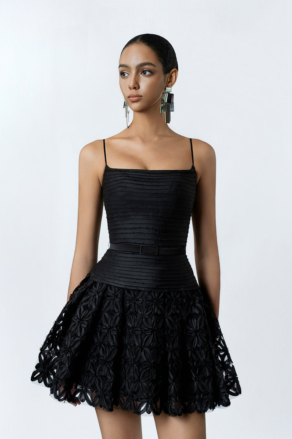 Adaline Black A-Line Midi Dress