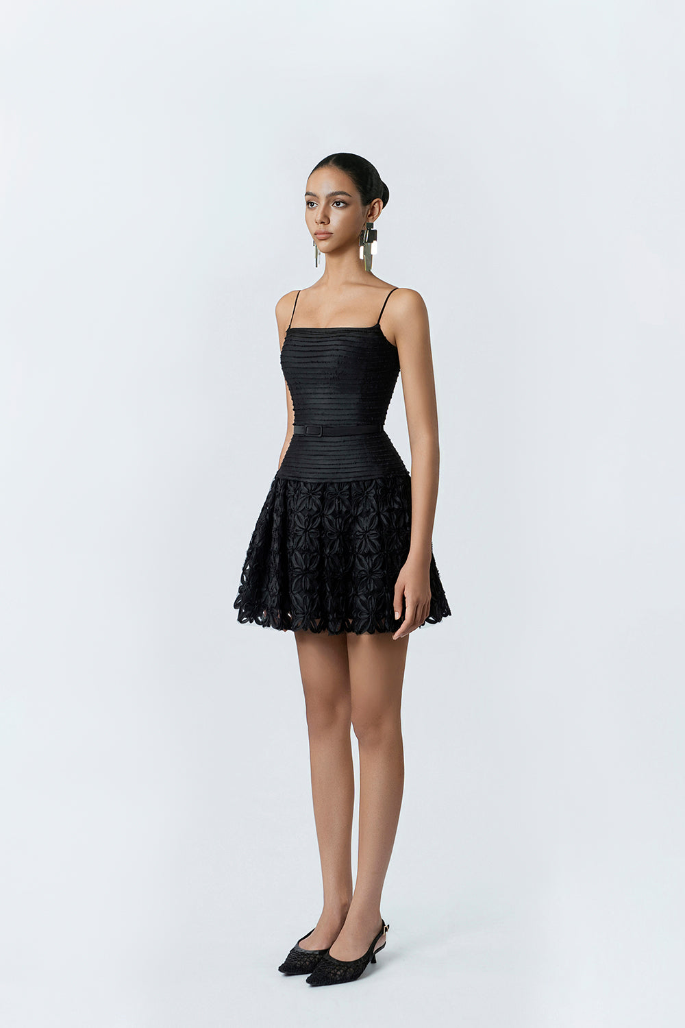 Adaline Black A-Line Midi Dress