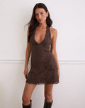 Coralie Sequin Knit Halter Mini Dress
