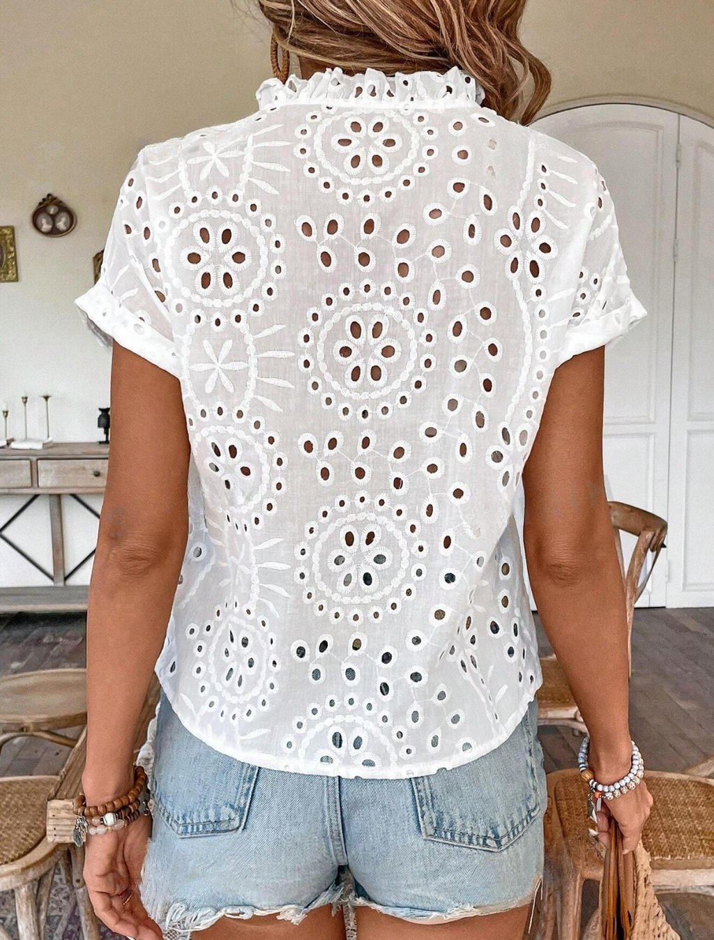 Ophelia Embroidered Eyelet Blouse