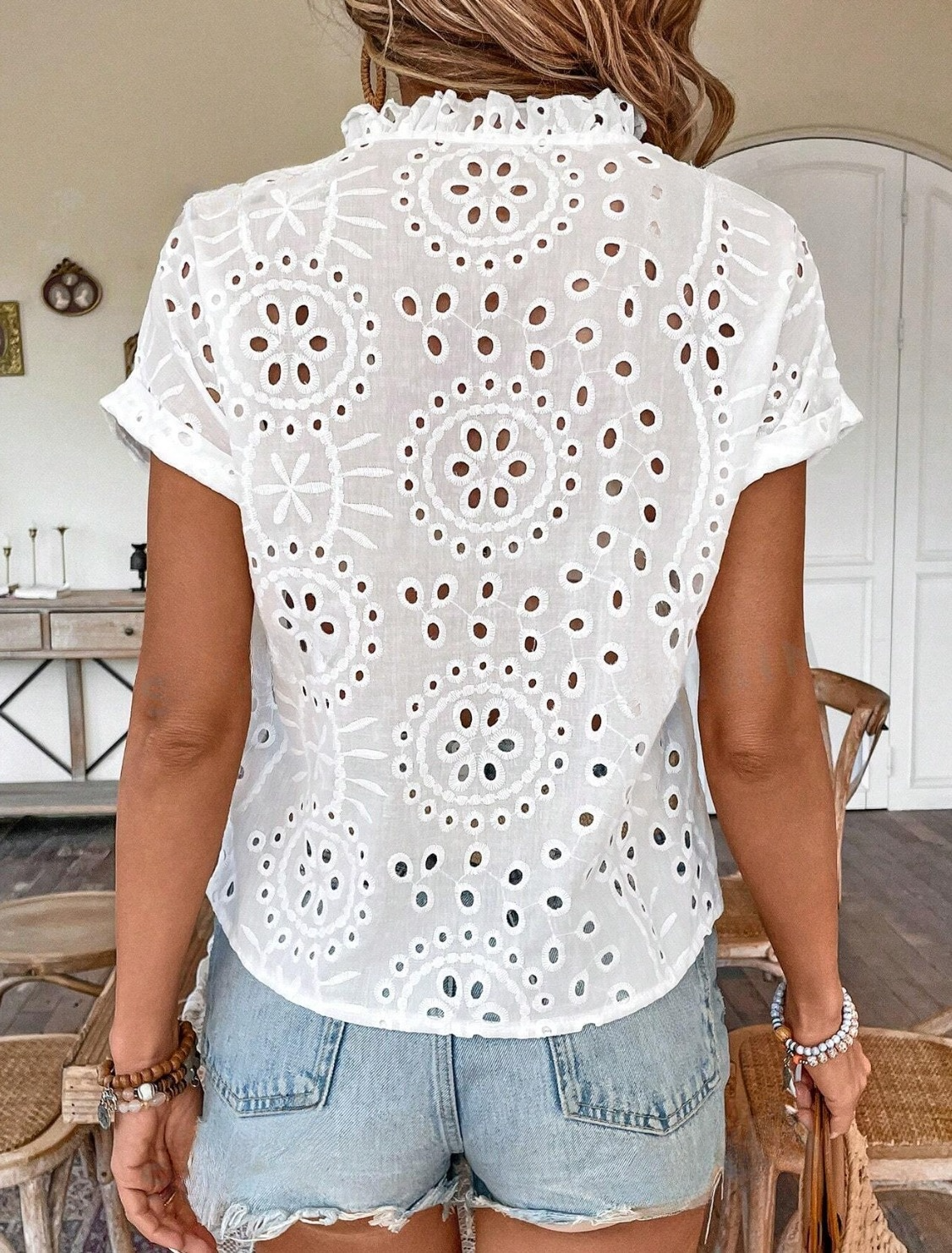 Ophelia Embroidered Eyelet Blouse