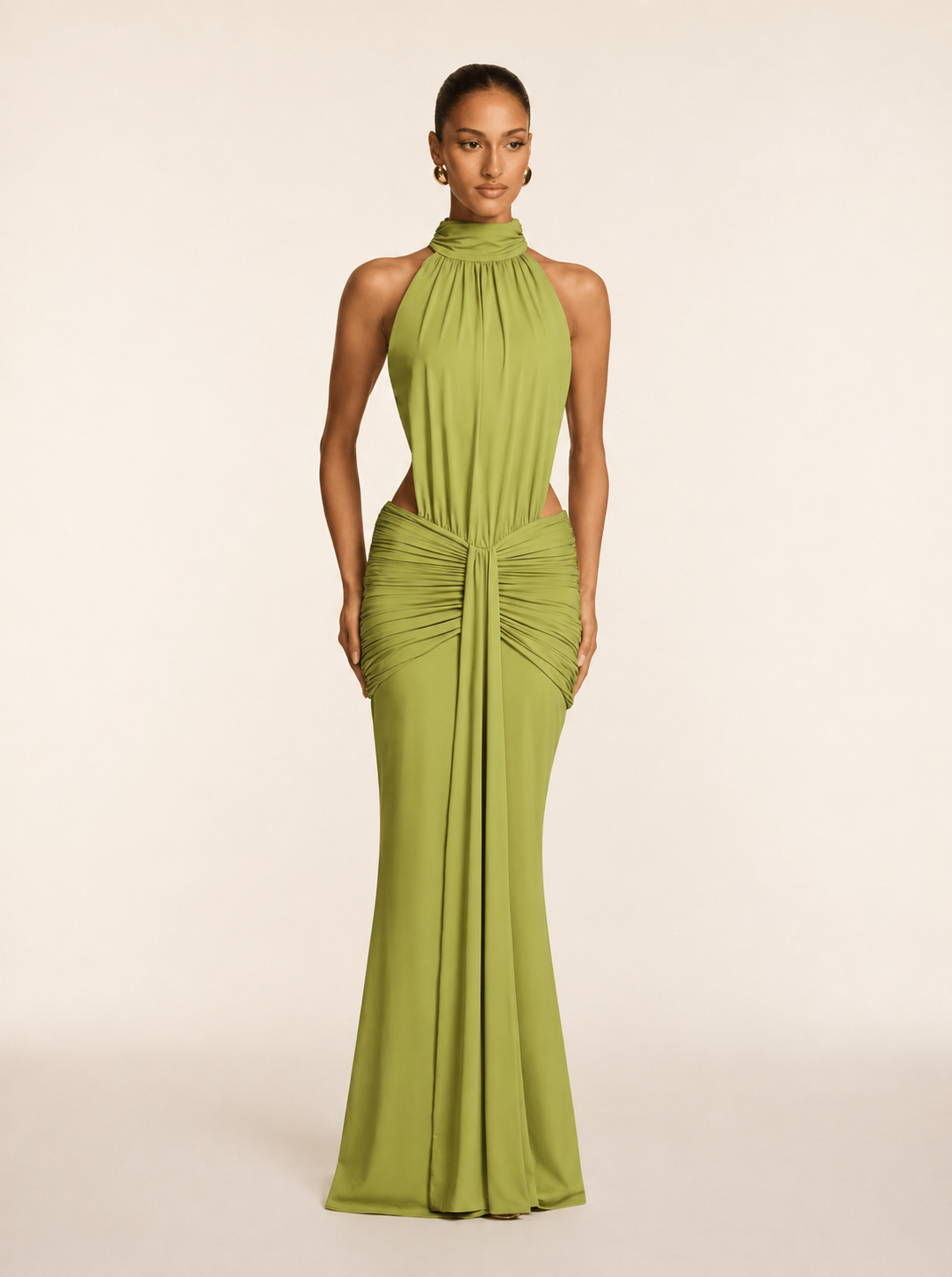 Silvia Halter Cut-Out Maxi Dress