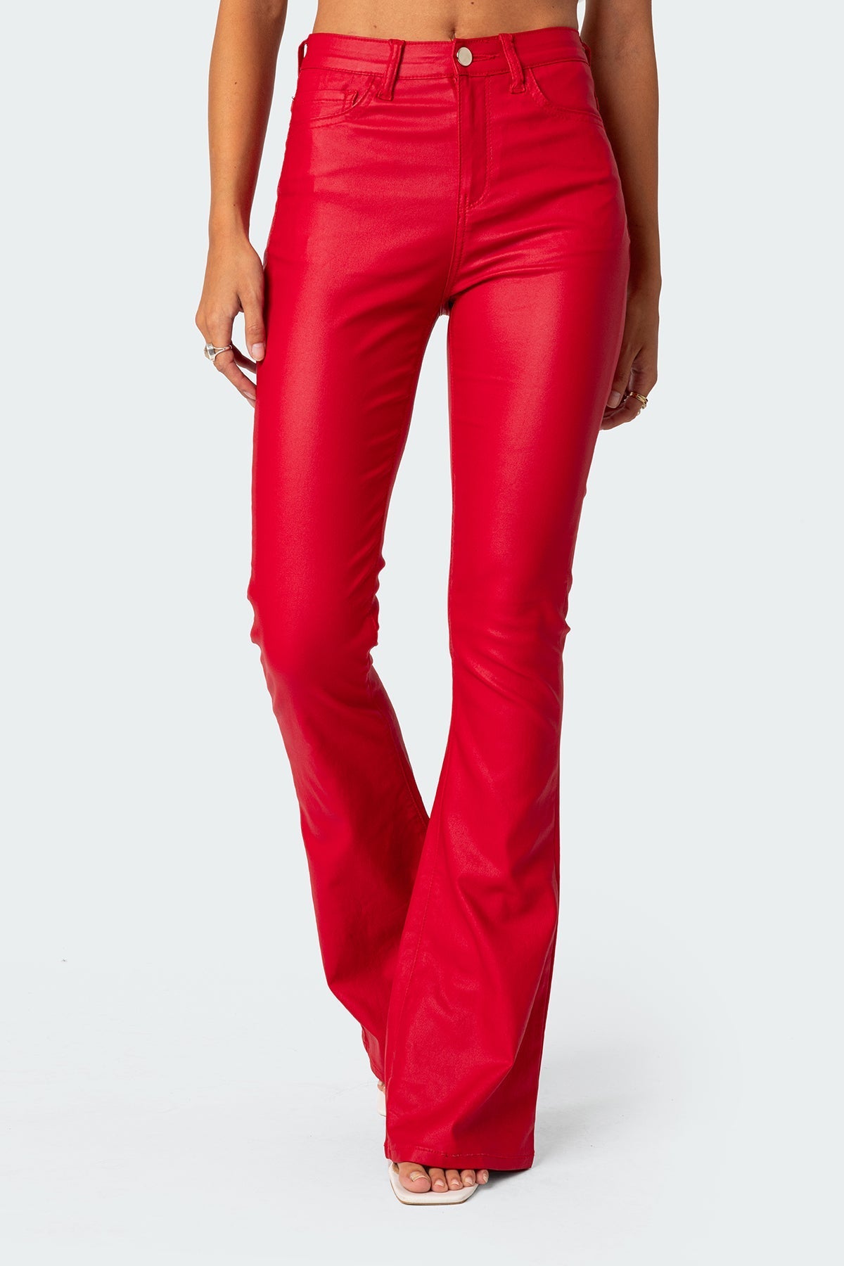 Lorena Faux-Leather Flared Trousers