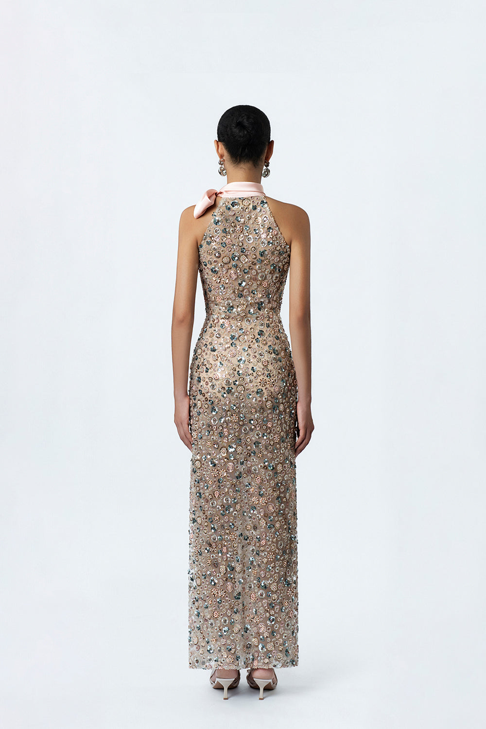 Helena Fitted Maxi Nude Dress