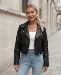 Giacinta Cropped Faux-Leather Biker Jacket