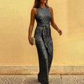 Elodie Sequin Tie-Waist Wide-Leg Jumpsuit