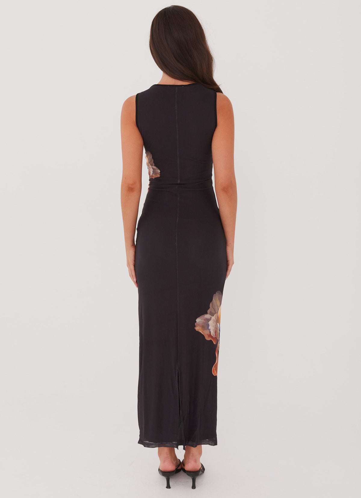Sabelle Floral Mesh High-Neck Maxi Dress