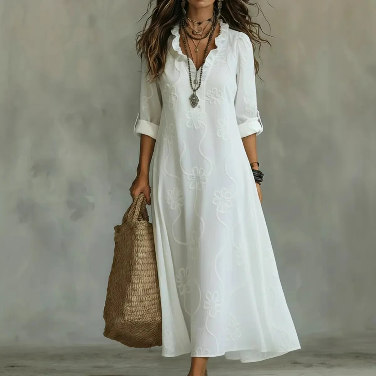 Alyxa Floral Embroidery Maxi Dress