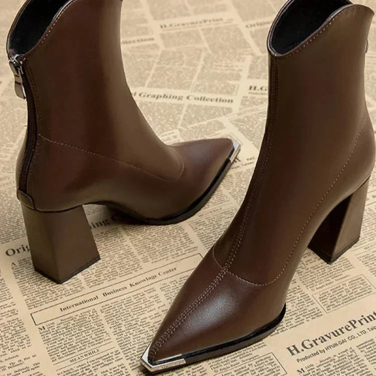 Sabine Pointed-Toe Leather Boots