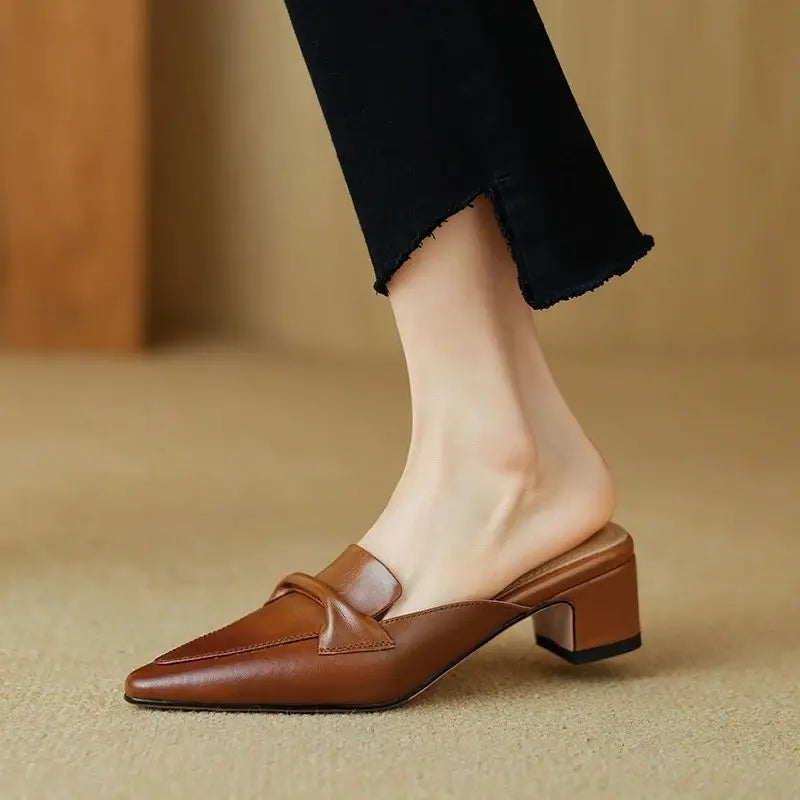 Katrina Leather Mule Loafers