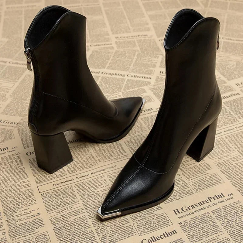 Sabine Pointed-Toe Leather Boots