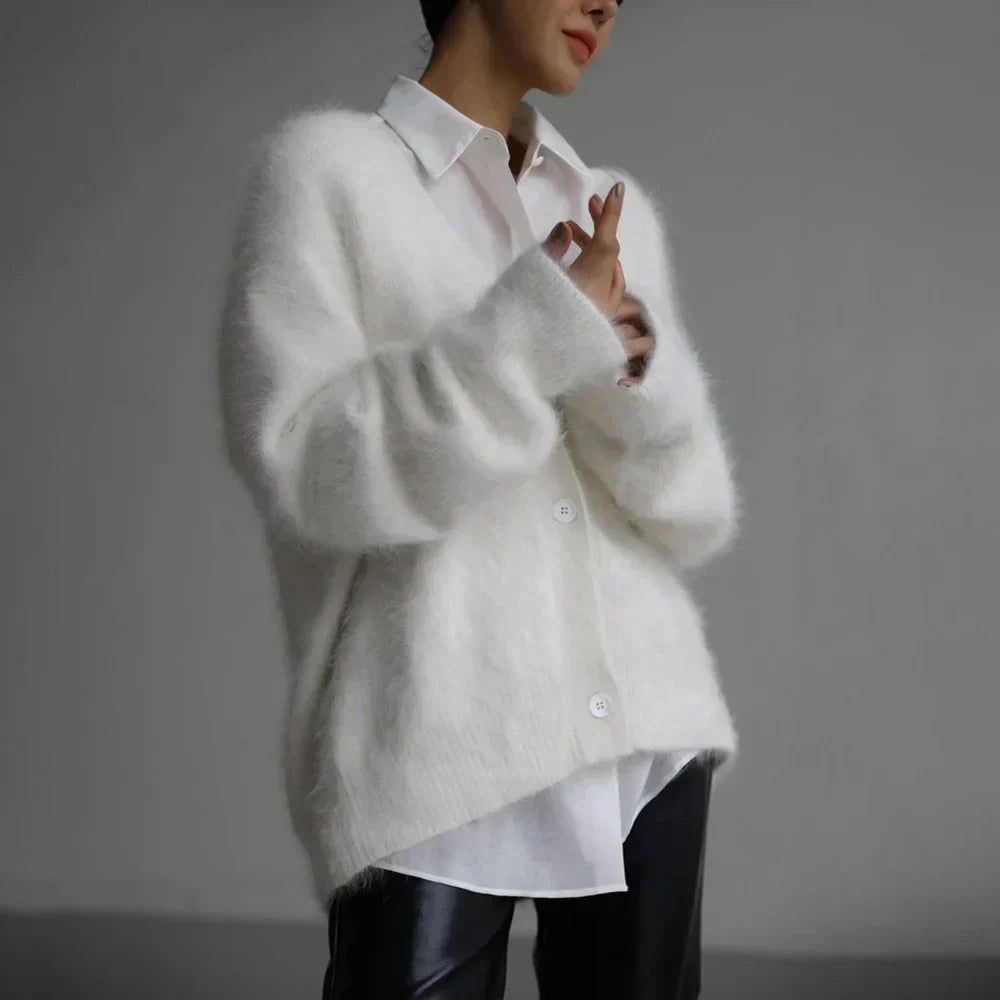 Amara V-Neck Angora Cardigan