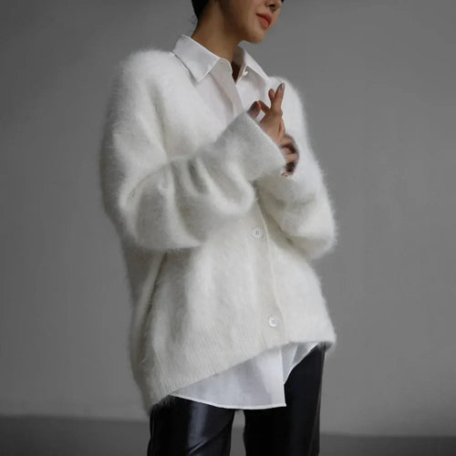 Amara V-Neck Angora Cardigan