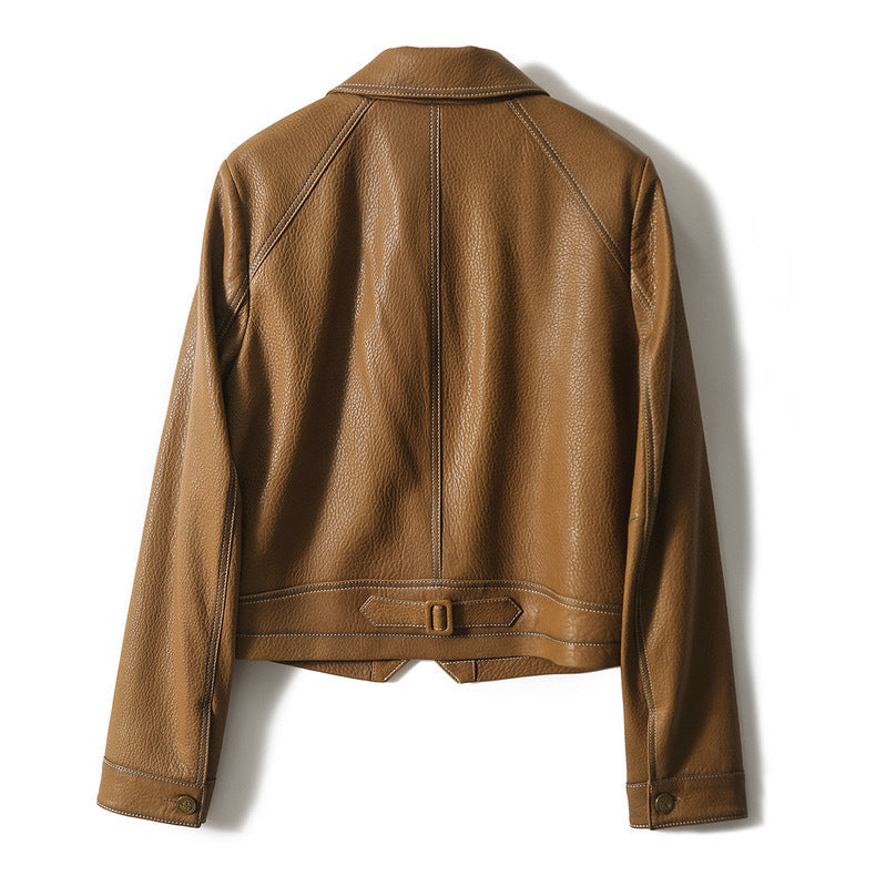 Ilaria Cropped Faux-Leather Biker Jacket
