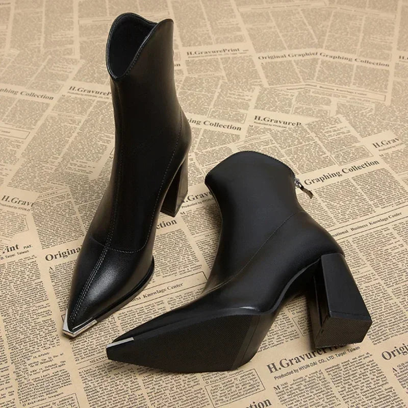 Sabine Pointed-Toe Leather Boots