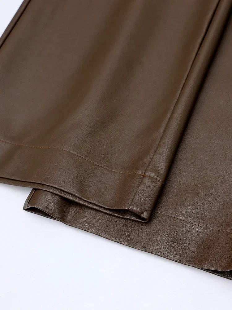 Juno High-Waist Leather-Look Trousers