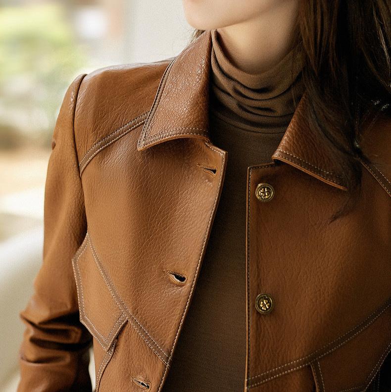 Ilaria Cropped Faux-Leather Biker Jacket
